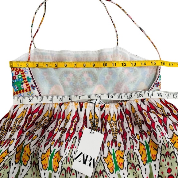 Zara strappy embroidered multi Colorful Bohemian Summer mini  Dress NEW - Picture 11 of 11
